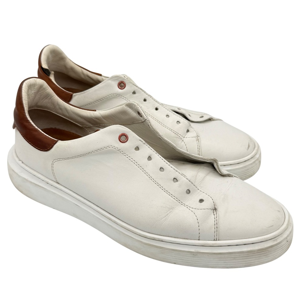 Good Man Brand Edge Lo Sneakers Mens 11.5 White Brown Leather Italian Luxury